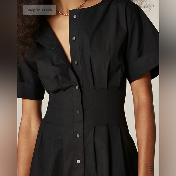 NWT J Crew Wren mini shirt-dress in cotton-blend poplin, black, size 12 - Picture 2 of 7